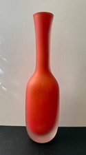 VTG. 1980s Barovier  Toso Murano Glass Ovali Series orange matte satin vase 13"