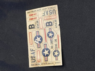 Vintage Monogram B-26 Invader Model Airplane Decal Sheet USAF PA-6