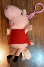 Portachiavi / ciondolo borsa Ty Beanie Babies Peppa Pig 13 cm in peluche con ...