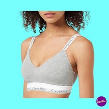 Image of CALVIN KLEIN Women's Modern Cotton Bralette, Grey Heather, UK M | EU M | US M