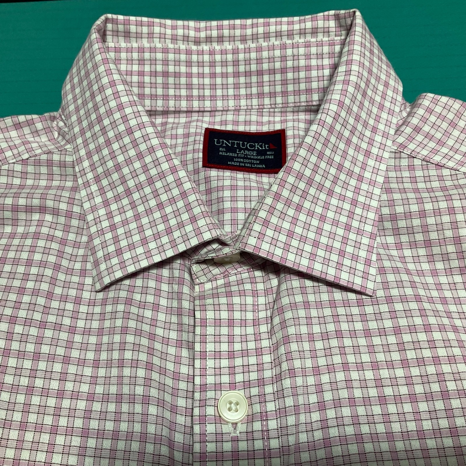 Untuckit Men’s Pink Gingham pattern Button Up Rel… - image 4
