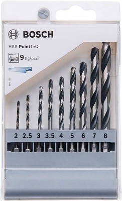 Bosch Professional 9tlg PointTeQ Sechskant-Bohrer-Set 2-8 mm für Metall-Schlagbohrmaschine