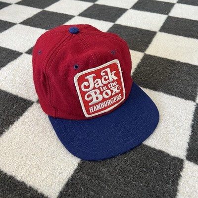 Vintage Jack in the Box Hamburgers Wool Snapback Hat 70s Union Made USA 