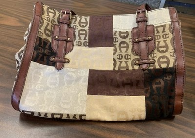 Etienne Aigner large patchwork  purse Browns Double Straps Roomy