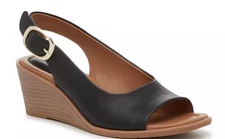 NIB Eurosoft by Sofft Gabel Wedge Sandal Black Size 8 Medium