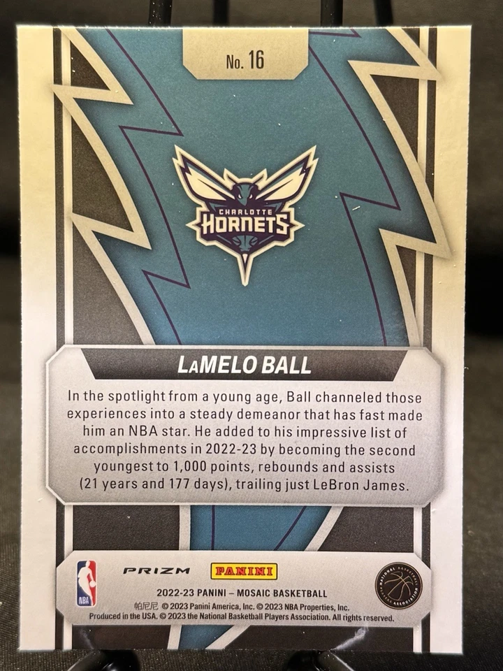 2022-23 Panini Mosaic - Thunder Road LaMelo Ball #16 Green Mosaic Prizm - Image 2 of 2