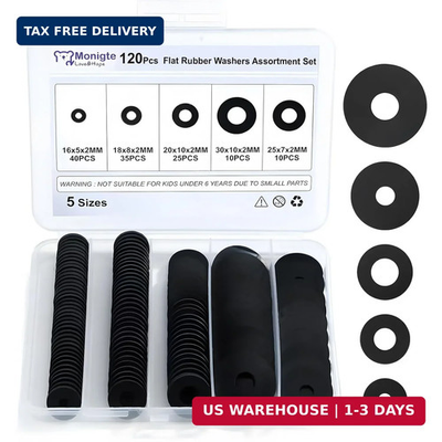#ad #ad 120Pcs Flat Rubber Washers Assortment Kit 16 18 20 25 30Mm Black Washer Vibratio $10.95
