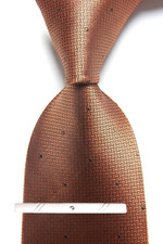 New Classic Polka Dot Brown JACQUARD WOVEN 100 Silk Men's Necktie Tie