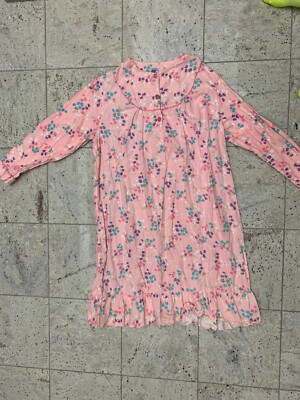 EUC Vintage Night Owl size 44 Floral Flannel Nightgown Nightshirt Pajama Cotton