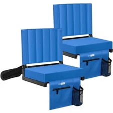 2pc Stadium Seat for Bleacher w/ Back Support & Wide Padded Cushion &Bottom hook