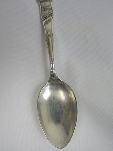 Cuchara de recuerdo de plata esterlina de colección Chicago Ft Dearborn Potawatomi nativa de América - Imagen 3 de 8