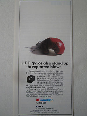 4/1990 PUB BF GOODRICH JET ELECTRONICS RPV GYRO BOXHANDSCHUH ORIGINAL ANZEIGE