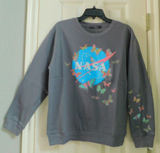 FIFTH SUN Womens NASA Long Sleeve Sweatshirt Charcoal Juniors Large NEW