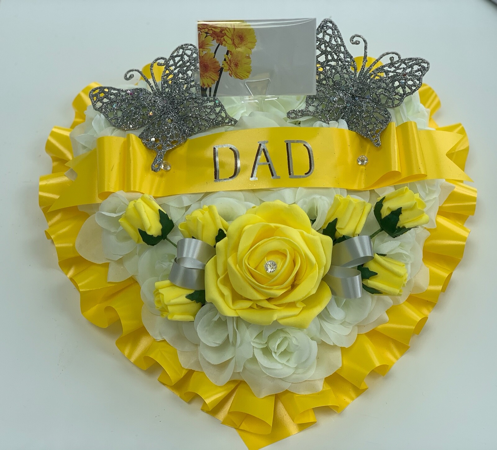 Heart Artificial Funeral Flowers Wreath Memorial Grave Tribute dad