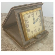 WW1  Trench Goliath Lenoir of Paris 8 Day Alarm Leather Case Pocket Watch 1918