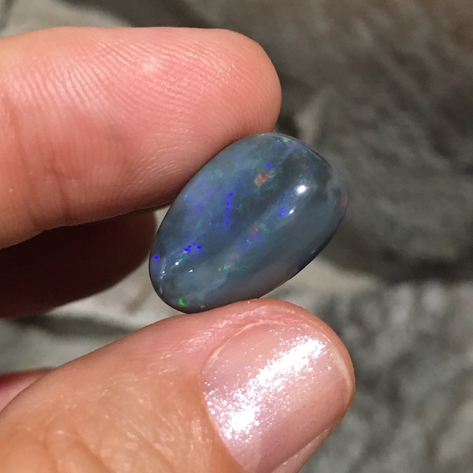 Gema suelta cabujón ópalo australiano negro sólido fino 19ct 19x12x7 mm Foto 3 de 4