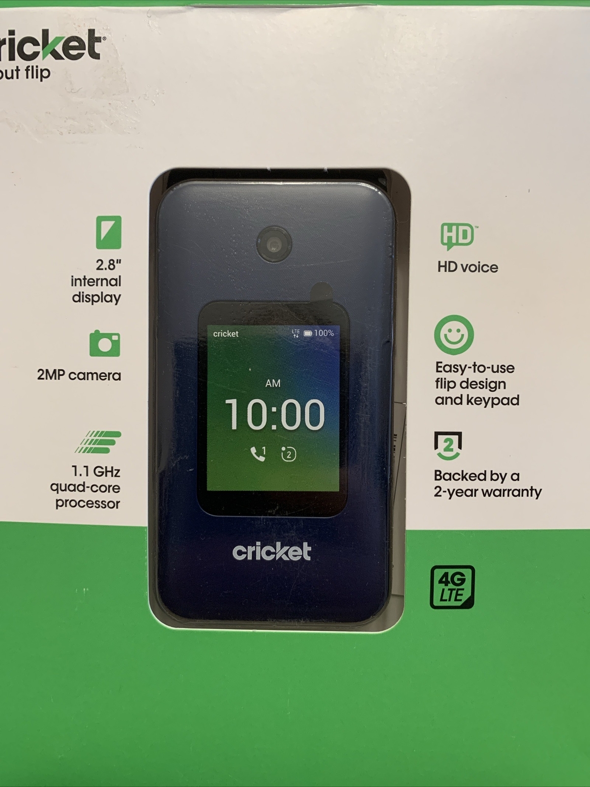 Cricket Debut FLIP 4G LTE, Navy Blue, Cricket Wireless Prepaid Phone