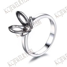 Round 9-11.5mm Semi Mount Solitaire Engagement Unique Fine Ring Sterling Silver