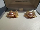 Vintage NOLAN MILLER Pave Rhinestone & Pearl Flower Earrings with Box & Papers — photo 2