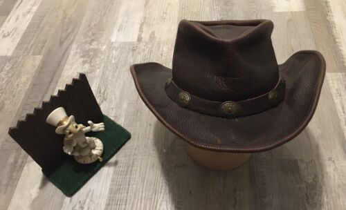 Henschel Hat Company Large Walker Hat Brown Cowhide Leather Made USA $150 - Picture 1 of 8