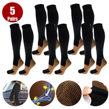 5 Pairs Copper Compression Socks 20-30 mmHG Foot Pain Relief for Running Sport