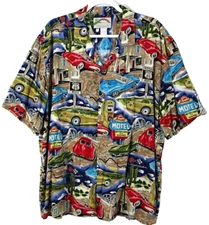 Vintage Paradise Found Hawaiian Shirt Classic Car Print XL