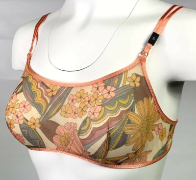 New Victoria's Secret Bralette Sheer Mesh Bra Peach Blue