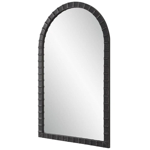 Uttermost Dandridge Contemporary Iron and MDF Arch Mirror in Matte Black/Silver - Picture 2 of 7