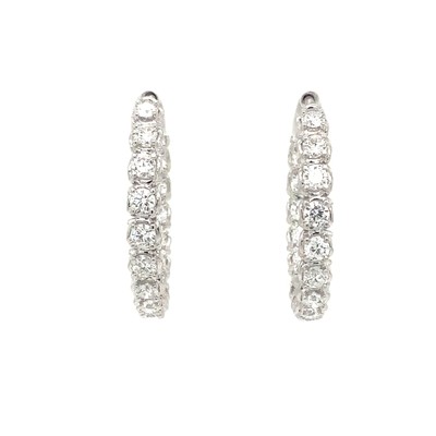 A Link Collection Diamond Hoop Earring set in 18K White Gold 2.15 Brilliant Cut