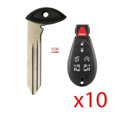 New Uncut Insert Blade Emergency Fobik Key Replacement for Chrysler  (10 Pack)