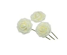 24 Stk Rosen am Draht 5cm creme Streurosen Foam Röschen Tischdeko Hochzeitsdeko