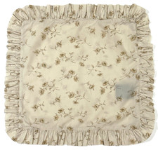 Ralph Lauren Beige Floral Cottage Ruffled Cotton Throw Pillows 16 x 16-Set of 3