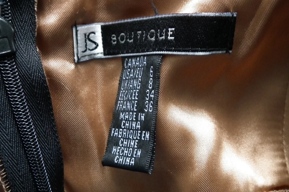 JS BOUTIQUE Laurel Leaf Black/Brown Bead Over Lace Evening Dress Size UK 8 - Image 4 of 4