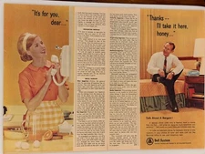 Vintage 1965 Bell System Telephone Phone Two Page Print Ad “It’s For You, Dear”