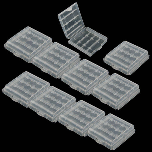 10 pezzi custodia plastica rigida trasparente portaoggetti per batteria ricaricabile AA AAA - Foto 4 di 8