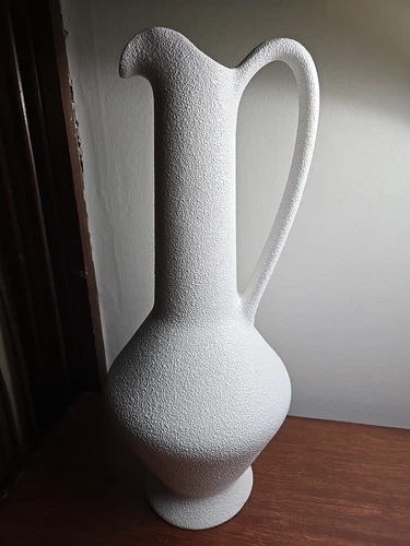 Vintage Royal Haeger #456 Large 18 1/4" White Textured Vase/Turquoise Interior