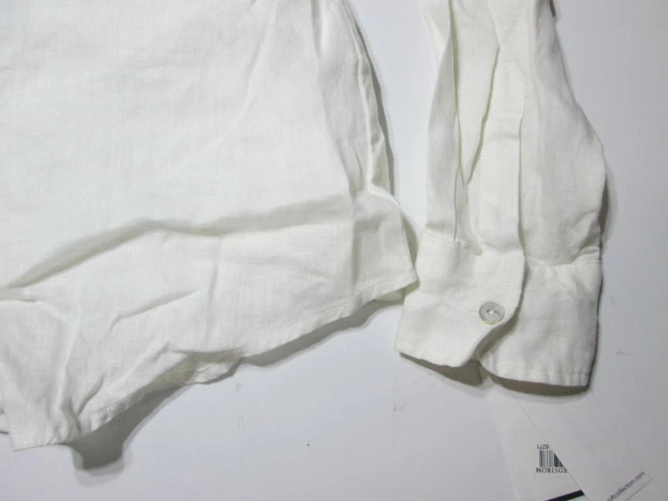 全新带标签 Nordstrom 女式 6P 码 Casul 衬衫白色长袖胸袋基本款 — 第 3/4 张图片