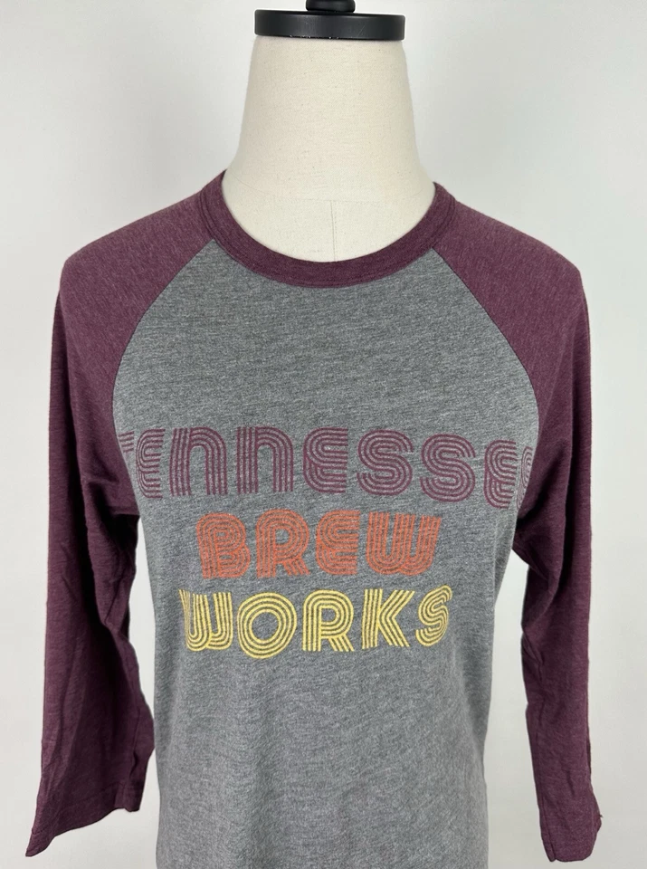 Camiseta TENNESSEE BREW WORKS MUJER S Raglán Camiseta de Béisbol Tri-mezcla Gris Cerveza Foto 2 de 4