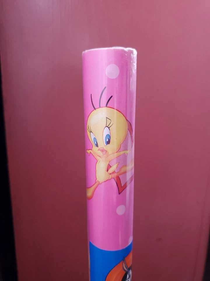 Pink Tweety Bird Gift Wrapping Paper Roll Looney Tunes Hallmark Valentine hearts - Image 3 of 4