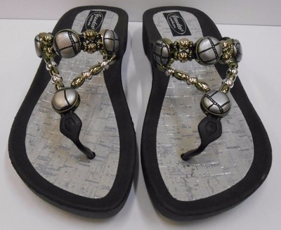 black dressy flip flops