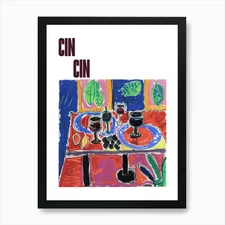 Cin Cin Poster Table With Wine Mati Framed Wall Art Poster Canvas Print Picture
