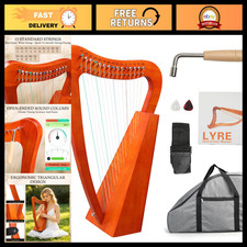 15-String Triangular Frame Harp - Mahogany Wood, Perfect for Adults  Beginners