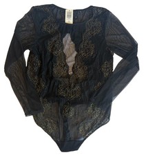 Torrid Black Long Sleeve Bodysuit Womens Size 2 Scoop Neck Stretch Knit