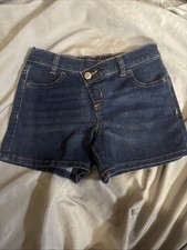 Wonder Nation Girls Size M 7 / 8 Denim Shorts Crossover Waist Blue Pockets