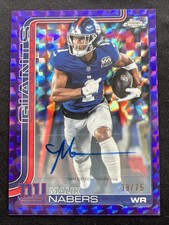 2025 Topps Chrome Malik Nabers Purple Geometric Refractor 39/75 Auto IV SP