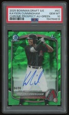 KAYSON CUNNINGHAM 2025 BOWMAN DRAFT CHROME SAPPHIRE GREEN AUTO 04/99 PSA 10