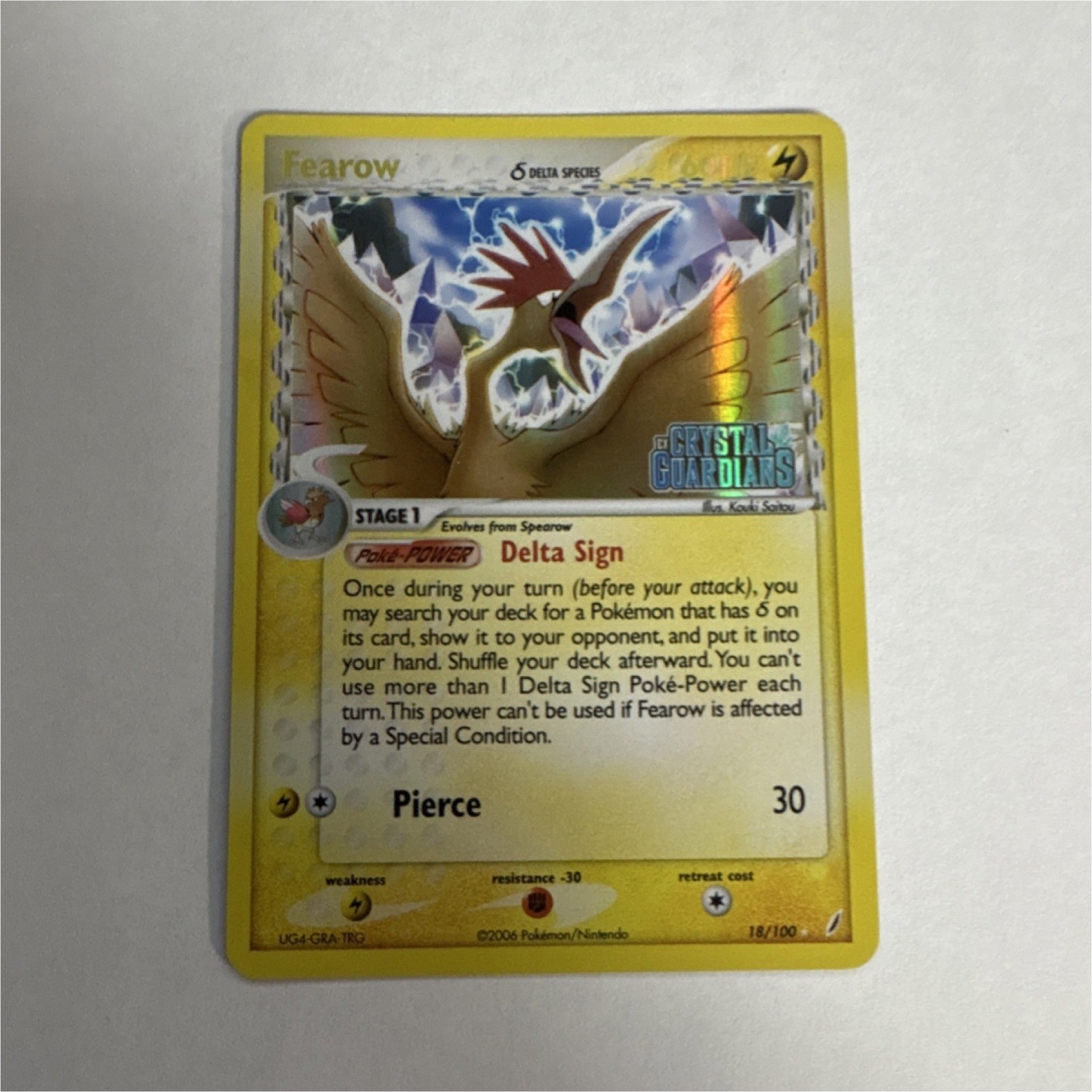 Pokémon TCG Fearow 18/100 EX Crystal Guardians Stamped Holo Rare MINT