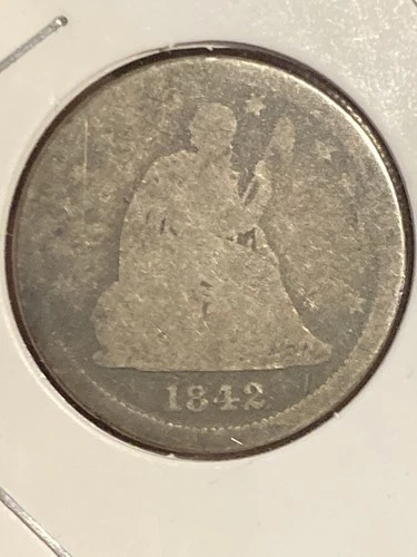 1842 O Large Date Seated Liberty Silver Quarter Dollar 25C AG About Good