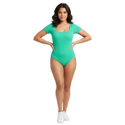 Body Sculptant Femme Manche Courte Basic Vert Menthe M - Photo 1/4