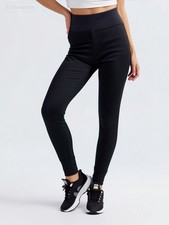 Women  s High Waist Fleece Lined Leggings S/M Black Warm Stretchy New Free Ship